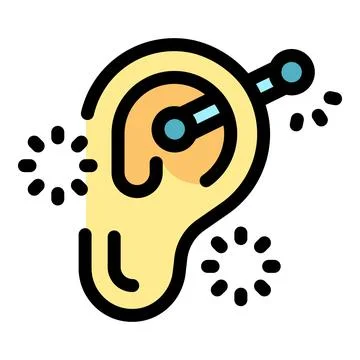 Ear piercing process causing pain and irritation symbolized by sparks Stock Illustration