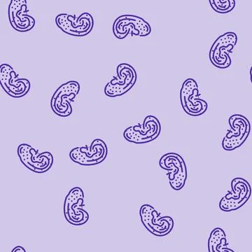 Ear points acupuncture line vector seamless pattern Stock Illustration