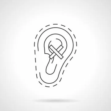 Ear problem flat line vector icon Stock Illustration