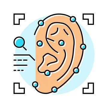 Ear recognition color icon vector illustration Illustrazione stock