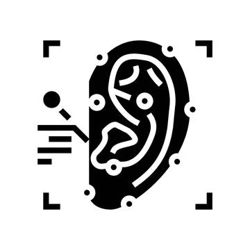 Ear recognition glyph icon vector illustration Illustrazione stock