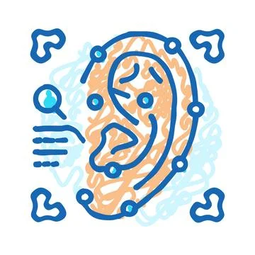Ear recognition icon doodle illustration Stock Illustration