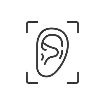 Ear recognition, icon in line design. Ear, recognition, biometric, scan, audio Stock-Illustration