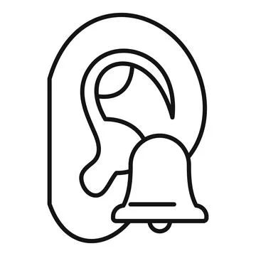 Ear with ringing bell icon representing tinnitus Stock Illustration