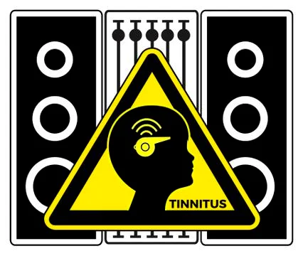 Ear ringing from loud music Stock Illustration