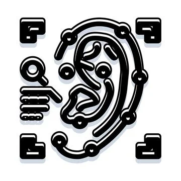 Ear scan biometric identification technology system Stock Illustration