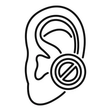 Ear showing hearing disability concept with stop sign Stock Illustration