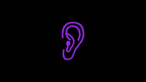 Ear simple shape icon purple color animation on black background Stock Footage 279011255