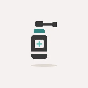 Ear spray. Icon with shadow on a beige background. Pharmacy vector illustrati Stock Illustration