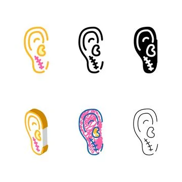 Ear surgery color icon vector sign looks Stock Illustration