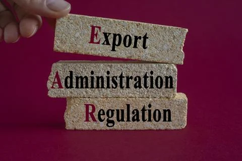 EAR text on brick blocks - acronym short for Export Administration Regulation Foto stock
