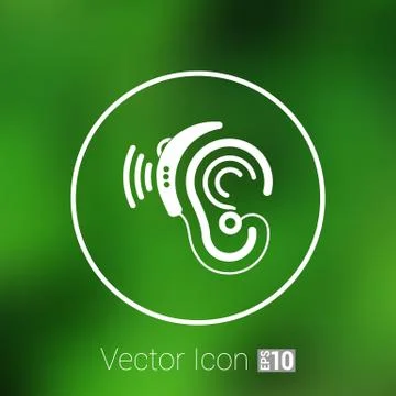 Ear vector icon hearing aid ear listen sound graphics Stock Illustration