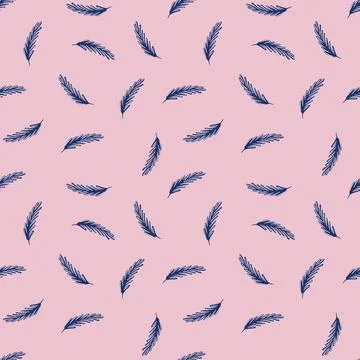 Ear of wheat blue random silhouettes seamless pattern. Pink background. Agric Illustrazione stock