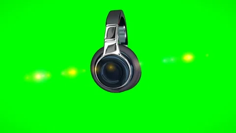 Ear Wireless Headphones Floating On Green Screen Screen For Music And Audio.. Vídeos de archivo 331041674