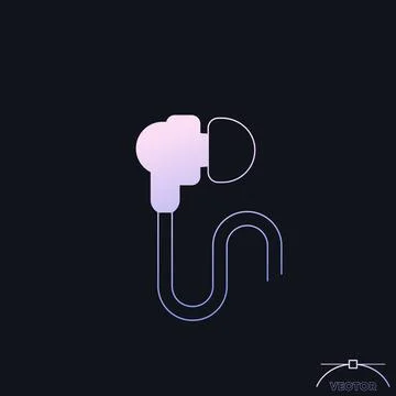 Earbud headphones icon with a gradient Stock Illustration