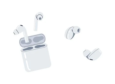 Earbuds with charging case flat color vector icon set Illustrazione stock
