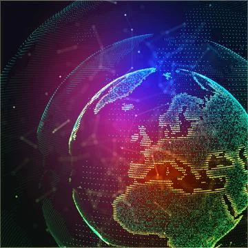 Earch globe, world map point, line, composition representing global, network Stock Illustration