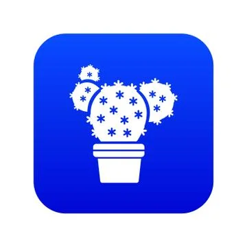 Eared cactus icon blue vector Stock Illustration