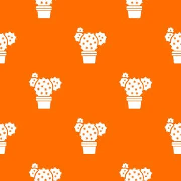 Eared cactus pattern vector orange Stockillustratie