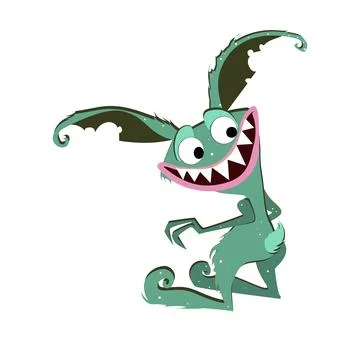 Eared gremlin smiling isolated on white background Stock Illustration