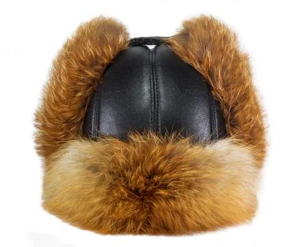 Earflaps fur cap winter Stock Photos