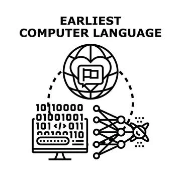 Earliest computer language digital development programming concept イラスト素材
