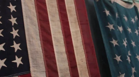 Early 20th Cent. American Flags School House Blackboard Stock Footage 43619366