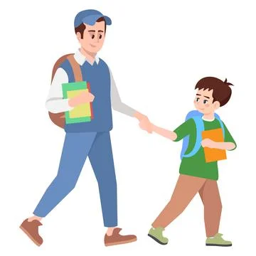 Early-adolescent students semi flat RGB color vector illustration Stockillustratie