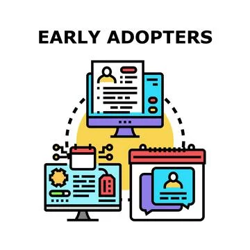 Early adopters engaging with new technology and platform Stock Illustration