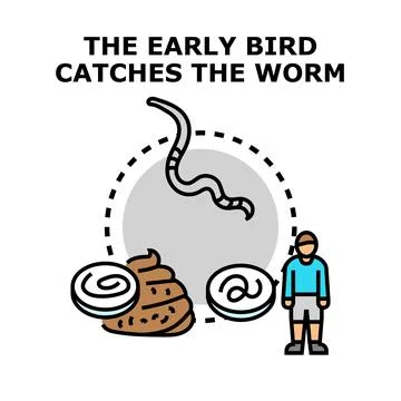 Early bird catching the worm concept illustration Stock Illustration
