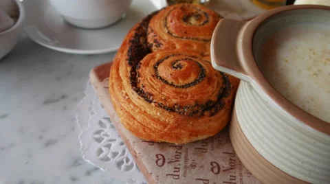 An Early Breakfast in the Cafe Stock Footage 65222171