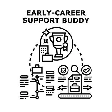 Early career support buddy concept illustration Stock Illustration