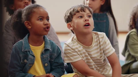 Early child development through nursery rhymes: Elementary school kids learning  Stock Footage 246322808