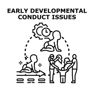 Early childhood developmental conduct issues with family conflict Stock Illustration