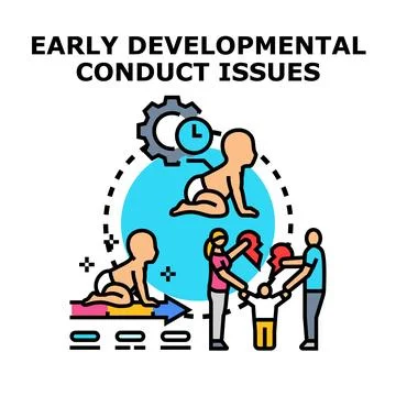 Early childhood developmental conduct issues with family conflict Stock Illustration