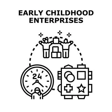 Early childhood enterprise developing education and care services Illustrazione stock