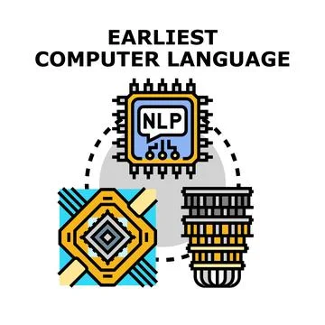 Early computer language developing process and coding concepts Stockillustratie