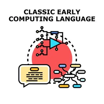 Early computing language concept developing algorithms and programming Stock-Illustration