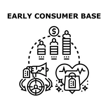 Early consumer base developing marketing strategy and acquiring customers Stock Illustration