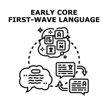 Early core first wave language learning concept Stock Illustration