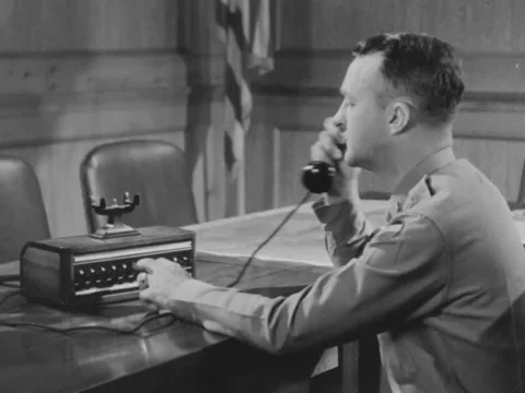 Early desktop intercom in use Stock Footage 158262189