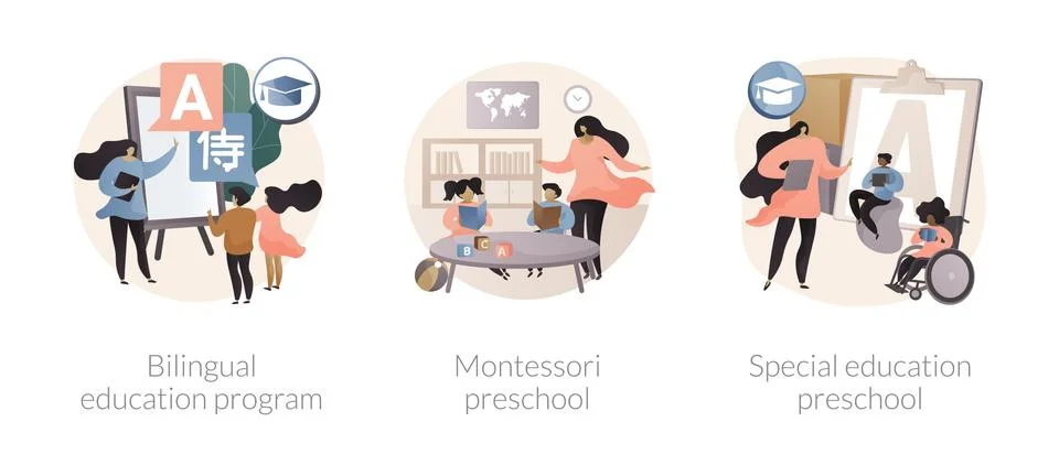 Early education program abstract concept vector illustrations. Stock Illustration