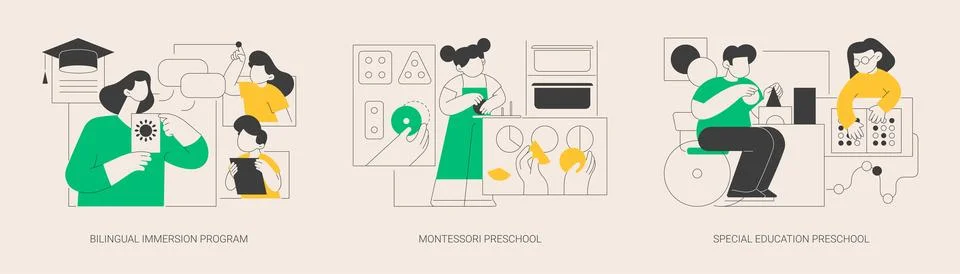 Early education program abstract concept vector illustrations. Illustrazione stock