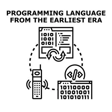 Early era programming language developing concept イラスト素材