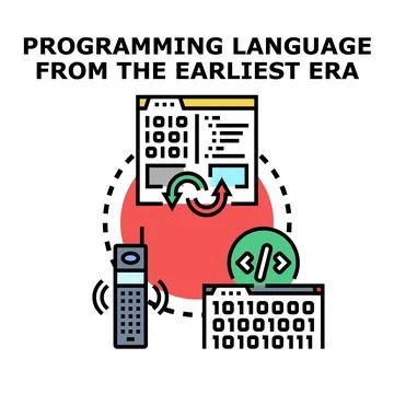 Early era programming language developing concept Stock Illustration