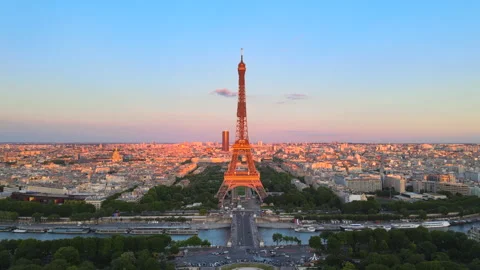 Early evening at the Eiffel Tower in Paris France Stock Footage 169467495
