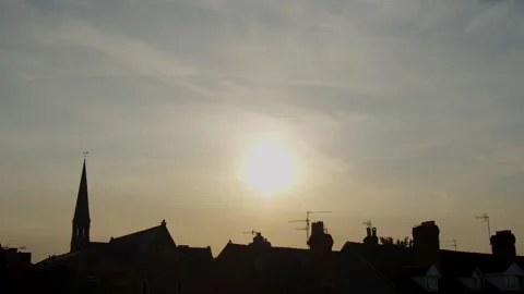 Early evening into night timelapse over suburban rooftops in Worcester UK Stock Footage 344028919