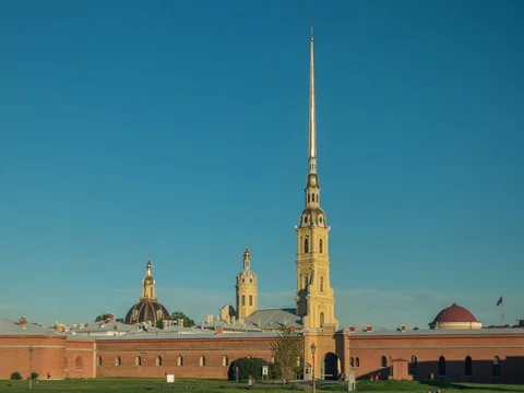 Early Evening of The Peter and Paul Fortress Timelapse Stock-Footage 70430321