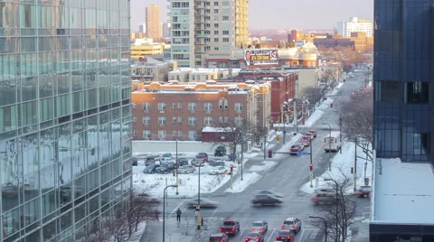 Early Evening Sunset Shadows in Minneapolis with Rush Hour Traffic 4K  Timelapse Video stock 63107830