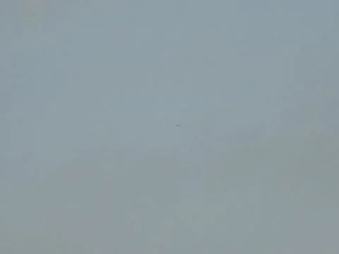 Early Evening view on sky with a bird silhouette in very large distance. Stock Photos